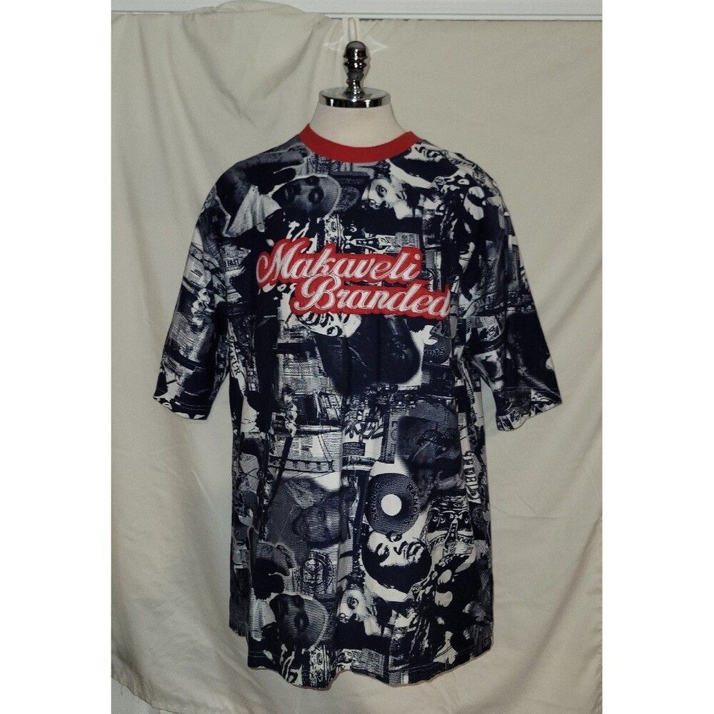 Makaveli Branded Men's XL 100% Cotton Blue Printed Shirt Tupac Shakur